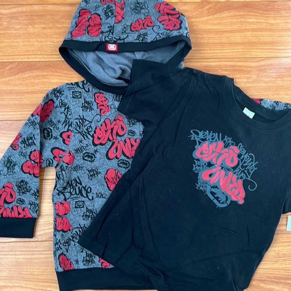 New Ecko Unltd Grey Design Jacket w/ Logo T-Shirt, Size for 4T,100% Cotton